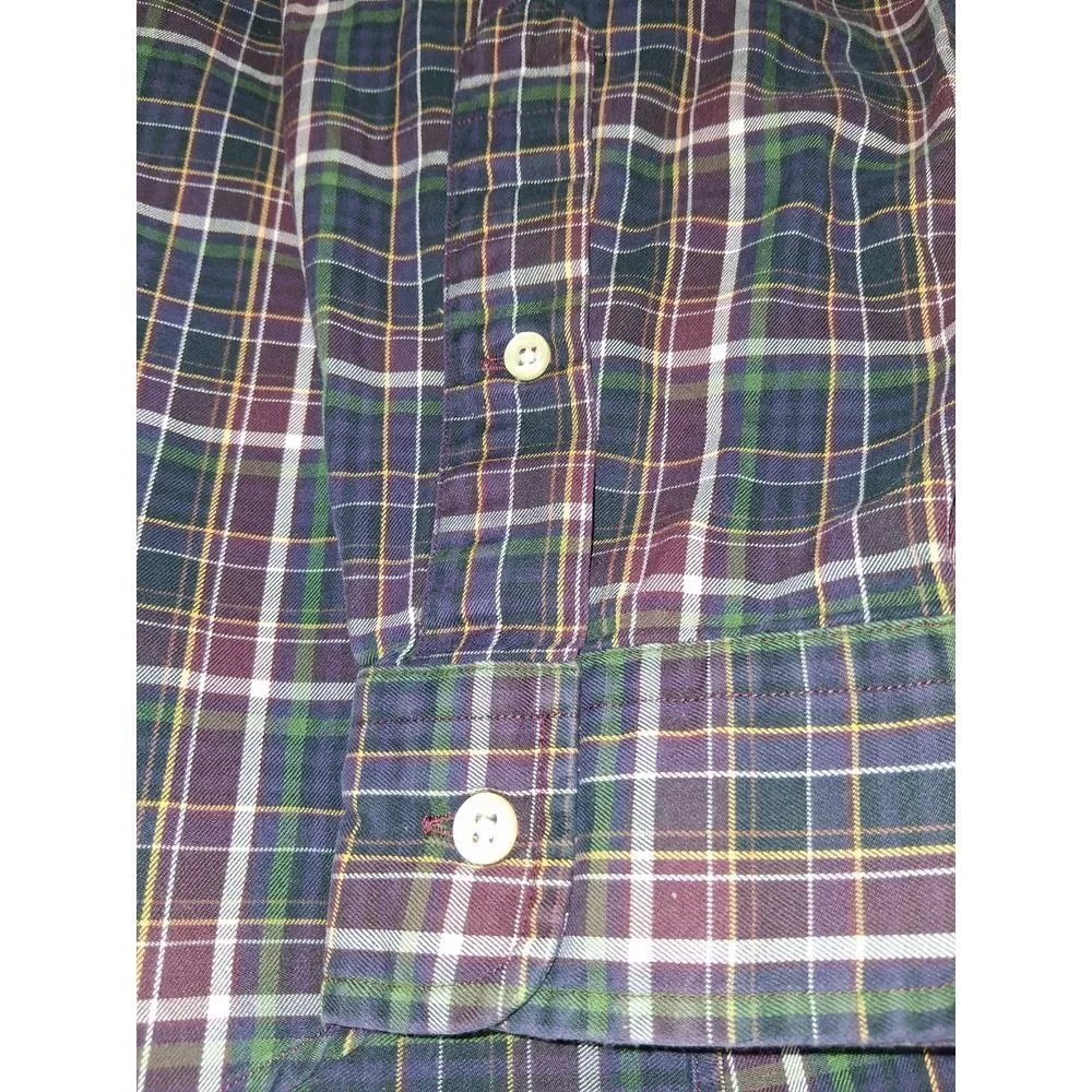 Ralph Lauren Classic Fit Shirt Men's XL Dark‎ Red Multicolor Plaid Button Up